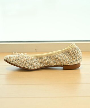 nouvelleRobe Oū 【本革・高反発】Round ラウンドトゥ ツイードバレエシューズ ベージュファブリック