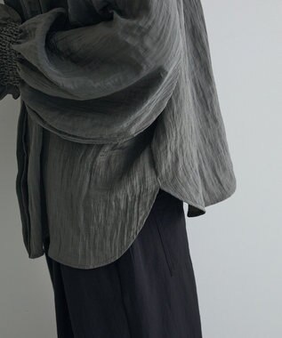 Green Parks ボウタイリボンブラウス Charcoal Gray