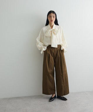 Green Parks ボウタイリボンブラウス Ivory