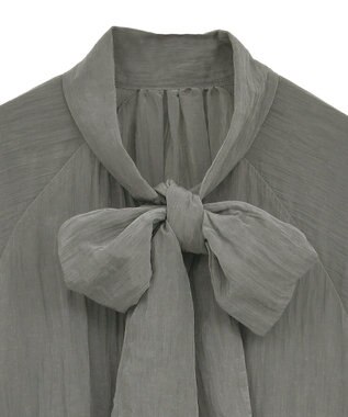 Green Parks ボウタイリボンブラウス Charcoal Gray