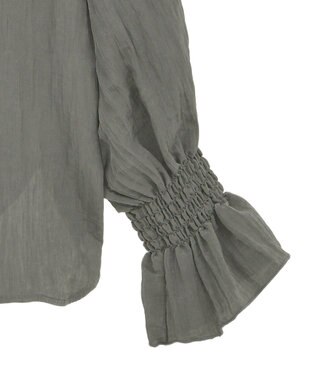 Green Parks ボウタイリボンブラウス Charcoal Gray