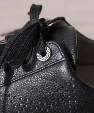 Dominic3 スターパンチングレザースニーカー ブラック