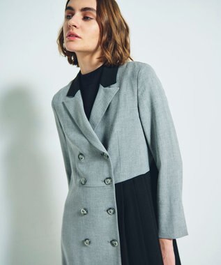 GRACE CONTINENTAL ウールタッチバイカラードレス グレー