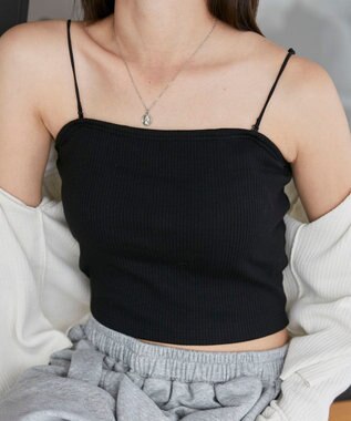 WEGO 【カップ付きインナー/SMサイズ展開】なちゅ盛れカップインショートキャミ ブラック