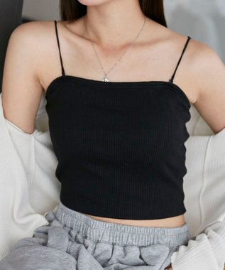 WEGO 【カップ付きインナー/SMサイズ展開】なちゅ盛れカップインショートキャミ ブラック