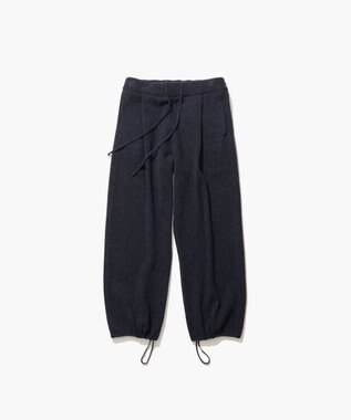 ATON WOOL CASHMERE SILK | タックストレートパンツ NAVY