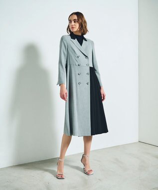 GRACE CONTINENTAL ウールタッチバイカラードレス グレー
