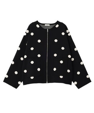 earth music&ecology 【予約】ダブルジップドットカーディガン ドットブラック