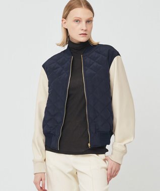 BEIGE， PEONY / スタジアムジャンパー Navy x Ecru