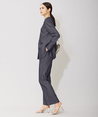 ICB 【洗える】リアクティブソフトデニム バンドカラーシャツ インディゴ系