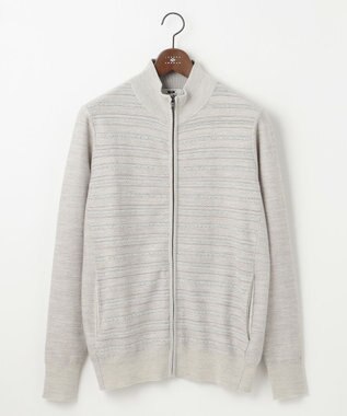 JOSEPH ABBOUD 【キングサイズ・洗える/軽い】シェニールヤーンジャカード ジップ ブルゾン ベージュ系