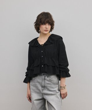 GRACE CONTINENTAL エンブロイダリーフリルブラウス