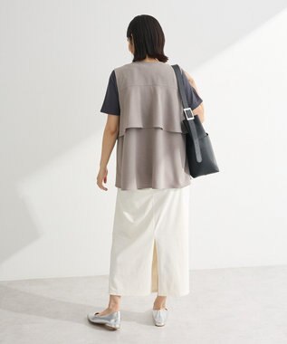 Green Parks イージーケアバックフリルジレ Gray Mixture