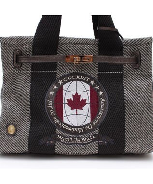 A.D.M.J. リネンラメクロス/前金具付トート32cm(Dカン＋) BLACK