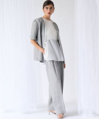 23区 【GOLD LABEL】ウールリネン ワイドパンツ グレー系