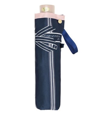 MOONBAT 【雨傘】ランバン オン ブルー(LANVIN en Bleu) リボンストライプ 折りたたみ傘  楽々開閉 クイックアーチ ネイビーブルー