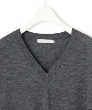 ICB 【洗える】 コンパクトウール Vネックプルオーバー ライトグレー系