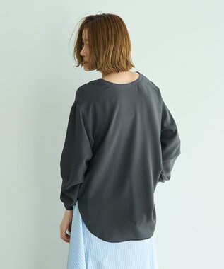 YECCA VECCA 2wayリブMIXジョーゼットブラウス Charcoal Gray