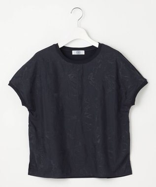 J.PRESS LADIES 【洗える】シアーエンブロイダリー カットソー ネイビー系