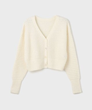 GRACE CONTINENTAL ワッフルショートニットカーディガン ホワイト