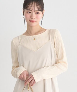 earth music&ecology ランダムチェーンリブバックレースプルオーバー