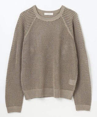 ANY L 【洗濯機可】ラメニットメッシュプルオーバー モカ