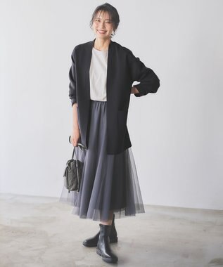 ANY L 【洗濯機可】総針ロングコーディガン チャコール