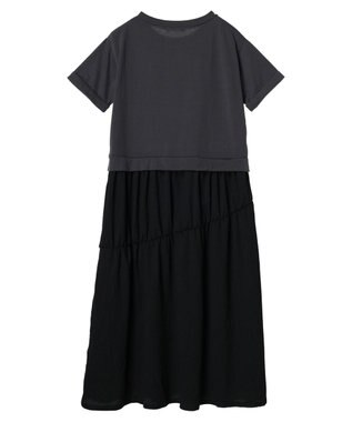 Green Parks カットソー異素材ドッキングワンピース Gray