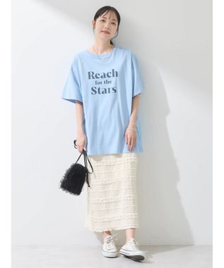 earth music&ecology アソートロゴプリントＴ Light Blue