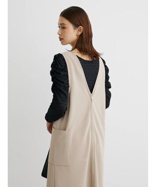 Green Parks ・ＥＬＥＮＣＡＲＥ　ＤＵＥ　２ｗａｙＶネックジャンスカ Gray Beige