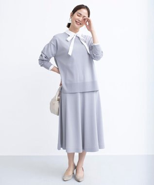 組曲 【セットアップ着用可・WEB限定カラーあり】MINA ニットフレアスカート 【WEB限定】ライトグレー系9