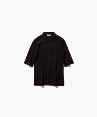 ATON FRESCA KNIT | ポロカーディガン BLACK