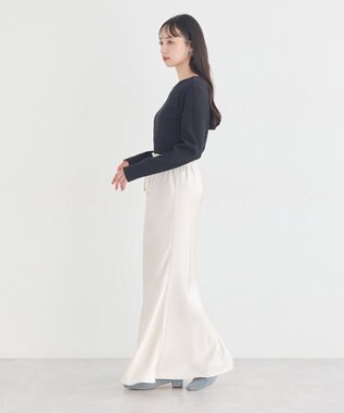 earth music&ecology アシメネックリブプルオーバー Black