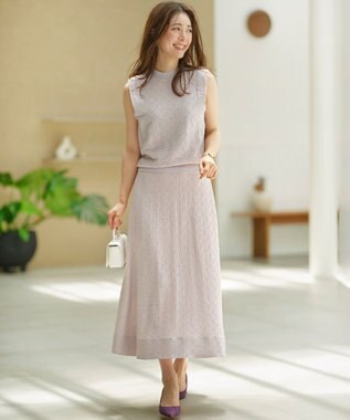 組曲 【2SET】ストレッチジャカード セットアップ ピンクグレージュ系