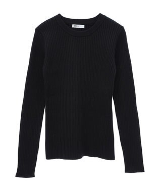 CRAFT STANDARD BOUTIQUE 洗える/とてもちクルーネックリブニットプルオーバー Black