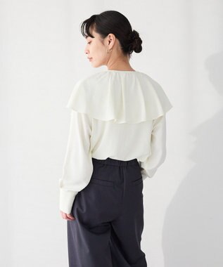 CRAFT STANDARD BOUTIQUE ＜セレモニー＞着脱可能/2WAYフリルカラーブラウス Off White