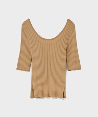 GRACE CONTINENTAL リブニットトップ キャメル