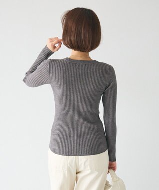 CRAFT STANDARD BOUTIQUE 洗える/とてもちクルーネックリブニットプルオーバー Charcoal Gray