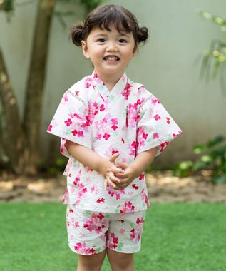  【ミキハウス】【80-150cm】 アジサイ柄甚平スーツ