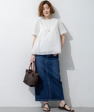 23区 23区DENIM Iライン デニムスカート ウォッシュドブルー系