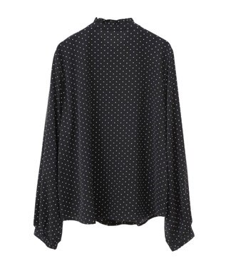 earth music&ecology フリルピンタックブラウス Dot Black