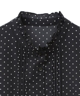 earth music&ecology フリルピンタックブラウス Dot Black