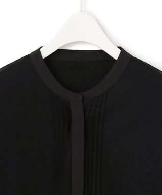 ICB 【洗える】 コンビネーションジャージー ピンタックカットソー ブラック系