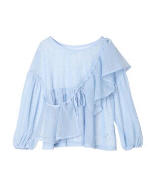 earth music&ecology マルチｗａｙカラーメッシュブラウス Light Blue