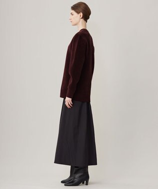 ICB L 【洗える】コットンシェニール コクーンスリーブニット バーガンディ系