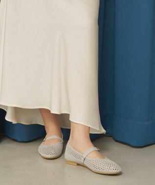 steppi ラウンド メッシュ バレエパンプス シルバーラメ