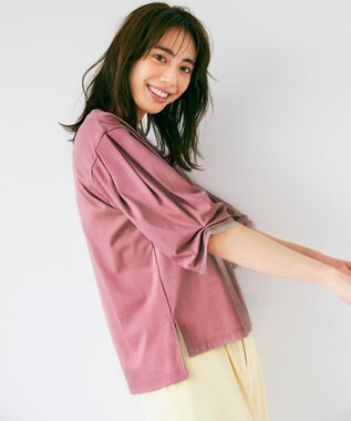 ANY SIS 【接触冷感】360°好印象タックスリーブ カットソー フラミンゴピンク