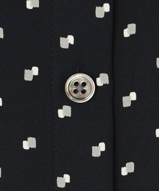 自由区 【セット可/洗える】ダブルスクエアプリント バンドカラーブラウス ネイビー系5