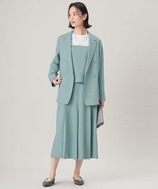 自由区 【ドラマ「明日はもっと いい日になる」着用】【セットアップ対応・接触冷感・洗える】リネンライクシンセティックテーラード ジャケット ライトブルー