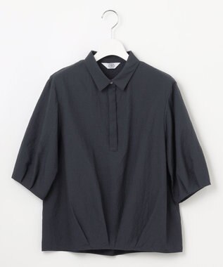 J.PRESS LADIES S 【洗える】アセテートレーヨンコットンチェック シャツカラー ブラウス ネイビー系